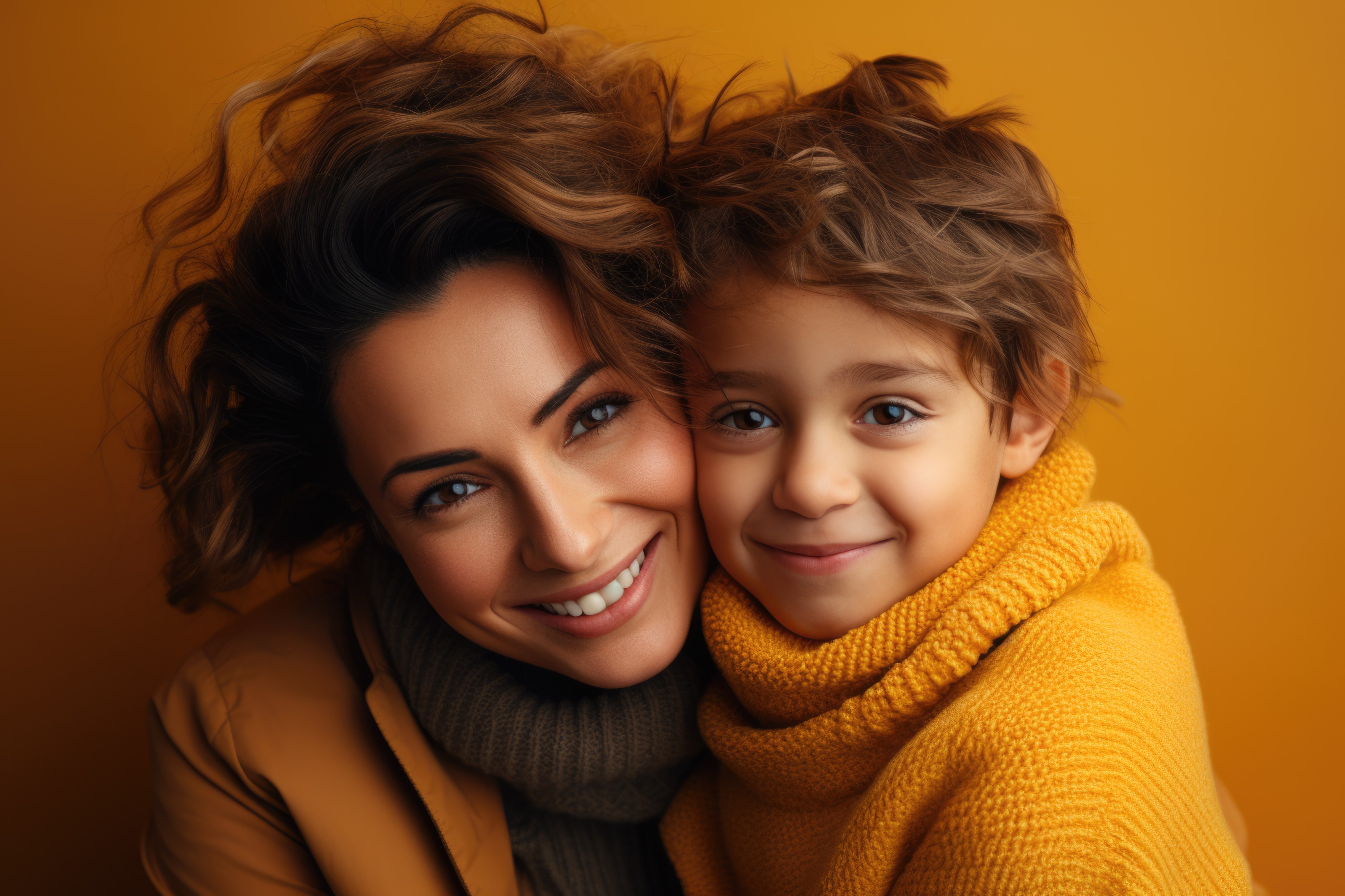 happy mother and son